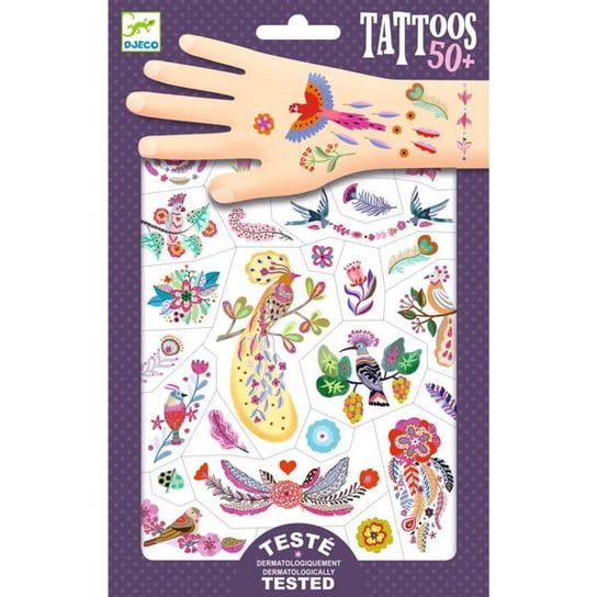 Brokatowe Tatuaże Dla Dzieci - Egzotyczne Ptaki Djeco, Dj09615 Djeco