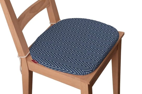 Brooklyn Siedzisko Bartek na krzesło, białe zygzaki na granatowym tle, 40x37x2,5 cm Dekoria