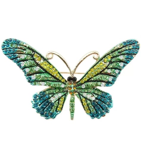 Broszka motyl motylek zielona cyrkonie Prezent Agrafka