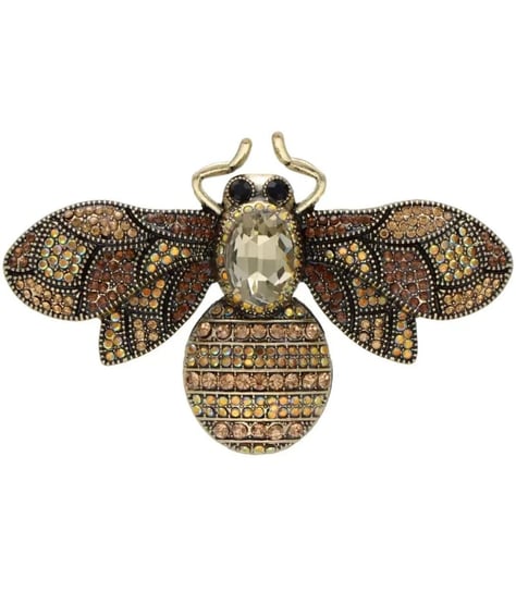 Broszka pszczoła z cyrkoniami złota piękna ozdobna Agrafka