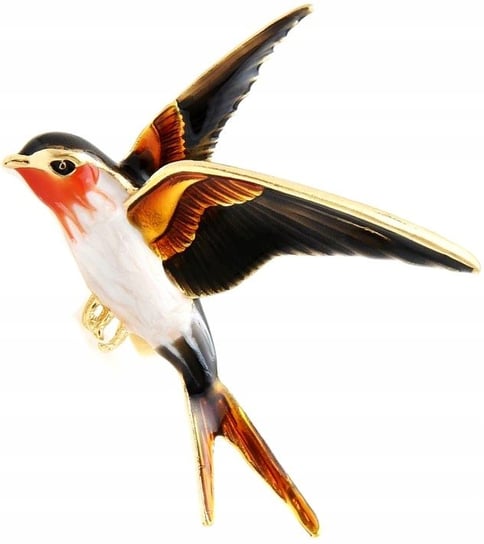 Broszka Ptaszek Złoty Ptak Pin Kolorowy Emalia Edibazzar