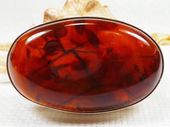 Broszka srebrna z bursztynem 400-16 AMBERGRAND