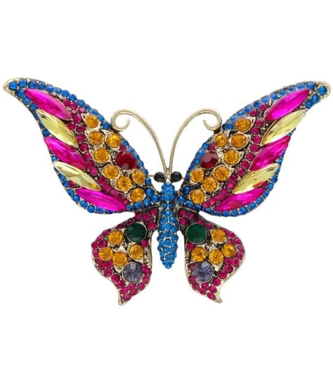 Broszka z cyrkoniami piękna ozdobna motyl motylek Agrafka