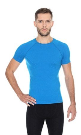 Brubeck, Koszulka termoaktywna męska z krótkim rękawem, Active Wool, niebieski, rozmiar XL BRUBECK