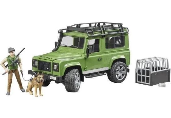 Bruder, Land Rover Defender z figurką leśnika i z psem, 02587 Bruder