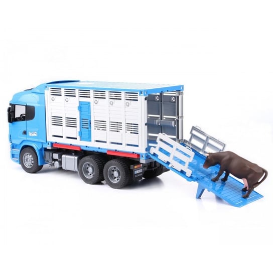 Bruder, Scania R ciężarówka kontener z figurką krowy, 03549 Bruder