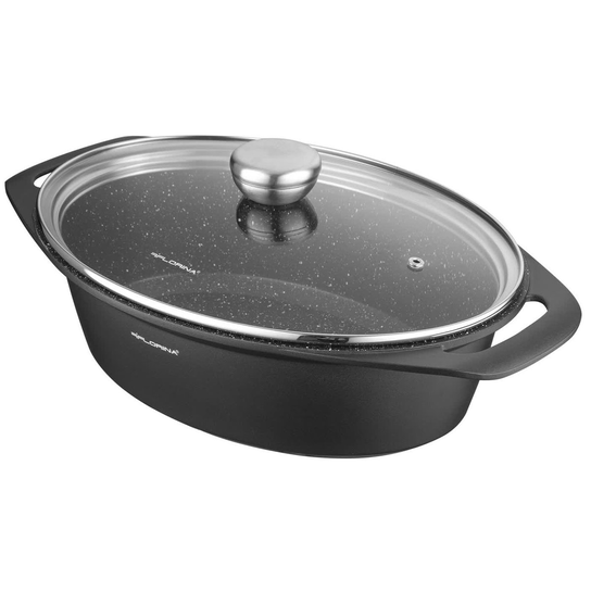FLORINA Cocotte En Aluminium 3,8 L Ovale Avec Couvercle – Antiadhésif Tous Feux Et Four