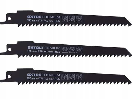 BRZESZCZOT DO PIŁY SZABLASTEJ LISICY DO DREWNA 150 mm 6TPI 3 szt Extol Premium