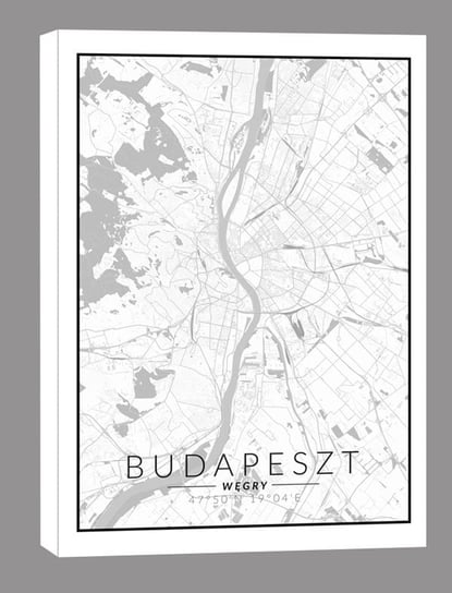 Budapeszt mapa czarno biała - obraz na płótnie 40x50 cm Inna marka