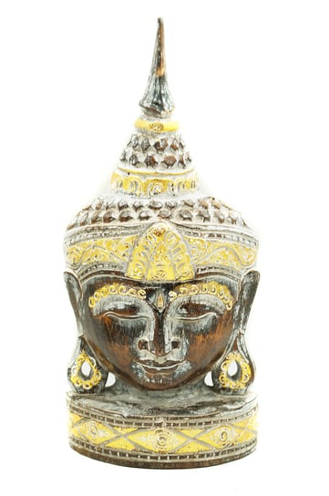 Budda Głowa Buddha Drewniana Figura Rzeźba Statuetka Jakarta