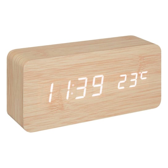 Budzik drewniany Gamiel, termometr, alarm, 15 x 4 x 7 cm Inna marka