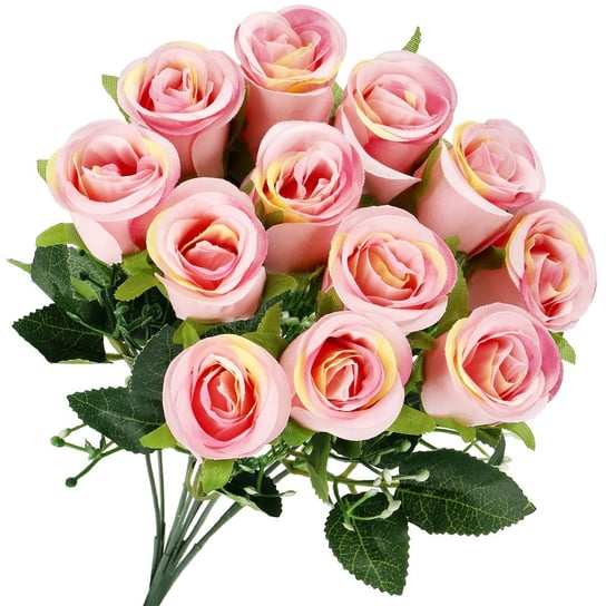 Bukiet 12 różowych kwiatów sztuczne róże do wazonu Springos