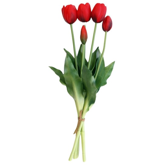 Bukiet 5 tulipanów czerwony 40 cm jak żywy gumowany Saska Garden