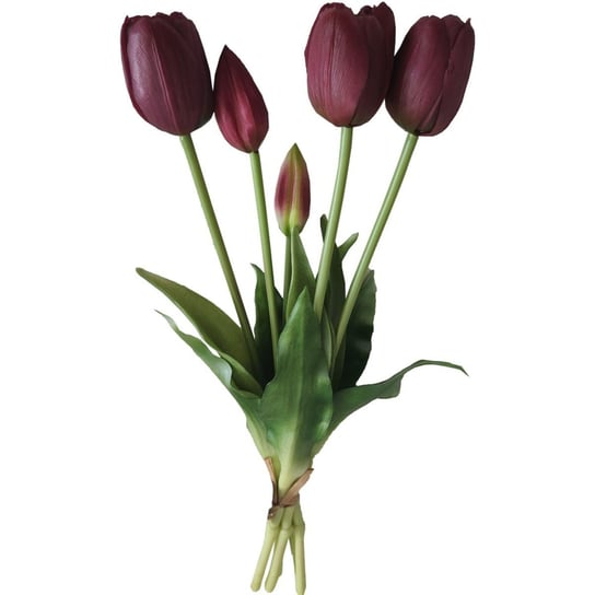 Bukiet 5 tulipanów fioletowy 40 cm jak żywy gumowany Saska Garden