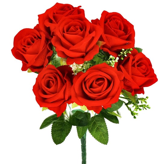 Bukiet 7 róż sztuczne kwiaty dekoracja wys. 37 cm czerwone Springos
