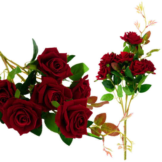 Bukiet 8 Róż Welurowych Czerwonych Jak Żywe Piękne MARTOM