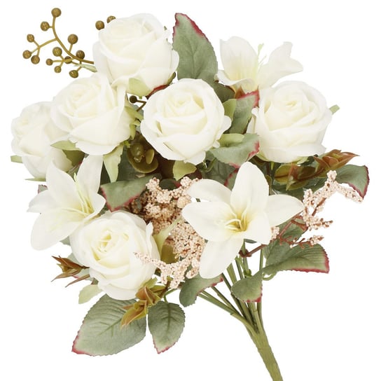 Bukiet 9 białych róż sztuczne kwiaty dekoracja wys. 37 cm Springos