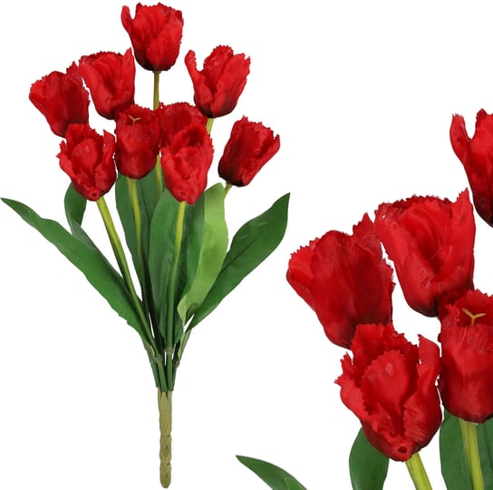 BUKIET 9 czerwonych tulipanów KWIATY sztuczne ozdobne JUMI