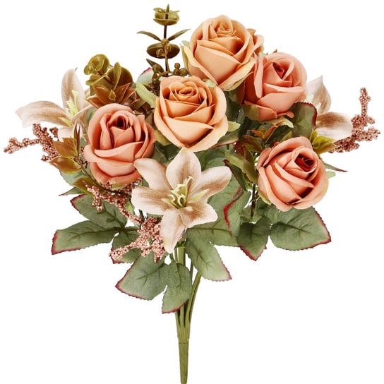 Bukiet 9 róż sztuczne kwiaty dekoracja wys. 37 cm różowe Springos