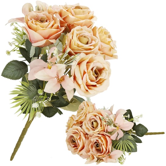 Bukiet 9 róż sztuczne kwiaty dekoracja wys. 40 cm różowe Springos