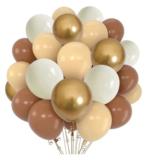Bukiet balonów brązowo beżowych na Rocznicę Gotowy Zestaw Dekoracji Urodzinowych Szafran Limited