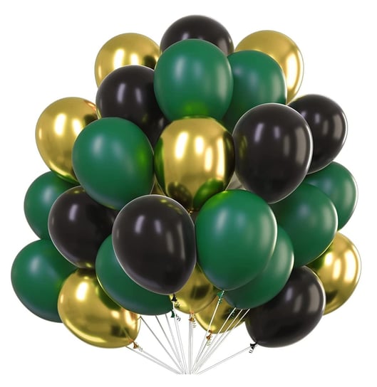 Bukiet balonów ciemnozielone złoty chrom na 30stkę Gotowy Zestaw Dekoracji Szafran Limited