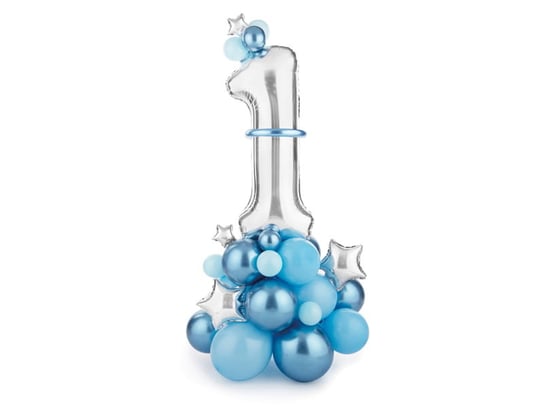 Bukiet balonów Cyfra "1", niebieski, 90x140cm Party Deco