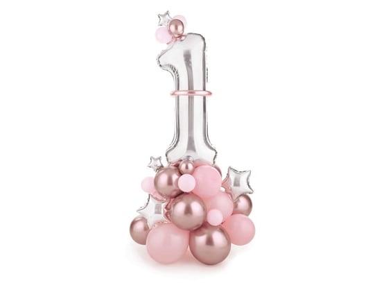 Bukiet balonów Cyfra ''1'', różowy, 90x140cm Party Deco