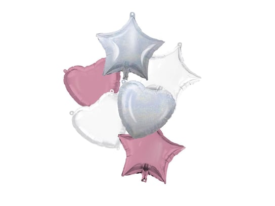 Bukiet balonów foliowych białe, różowe i opalizujące - 1 kpl. Procos