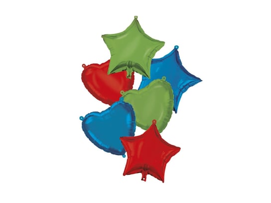 Bukiet balonów foliowych zielone, czerwone i niebieskie - 1 kpl. Procos