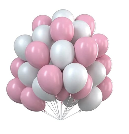 Bukiet balonów różowo biały Komunia Baby Shower Gotowy Zestaw Dekoracji na Prezent Szafran Limited