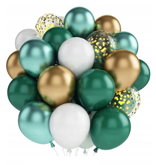 Bukiet balonów zielono złotez konfetti na Rocznicę Ślubu Jubileusz Otwarcie Szafran Limited