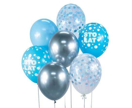 Bukiet balonowy Beauty&Charm, srebrno-niebieski, 7 sztuk GoDan