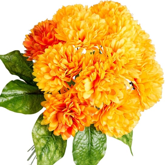Bukiet, Kwiaty Chryzantemy żółtej, Liście i Druciki, 12 szt. czakos