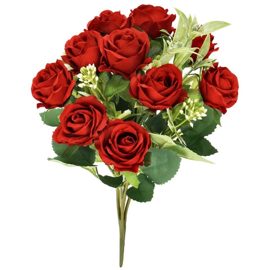Bukiet sztucznych 10 róż wys. 30 cm czerwone kwiaty Springos
