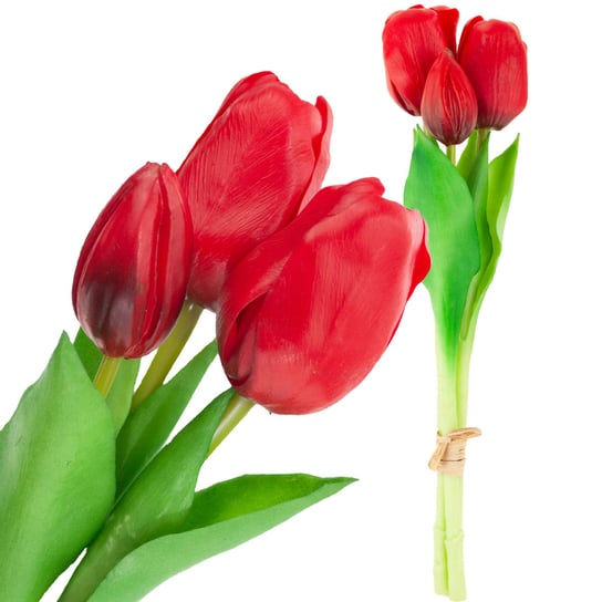 Bukiet Tulipanów Gumowanych Czerwonych 3Szt Lux MARTOM