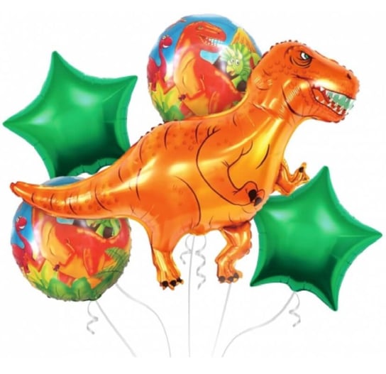 Bukiet Z Balonów Foliowych, Zestaw Dinozaur, 5 Szt. GoDan