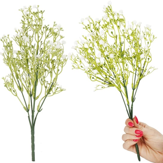Bukiet z białymi kwiatami gipsówka 5 gałązek dekoracyjne rośliny sztuczne 37 cm Springos