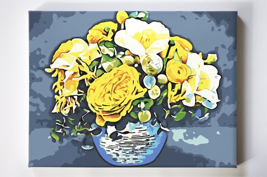 Bukiet z różą, kwiaty, martwa natura, malowanie po numerach Akrylowo