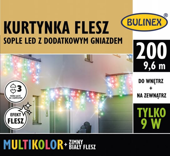 BULINEX Kurtynka FLESZ sople LED 200L mulitkolor Bulinex