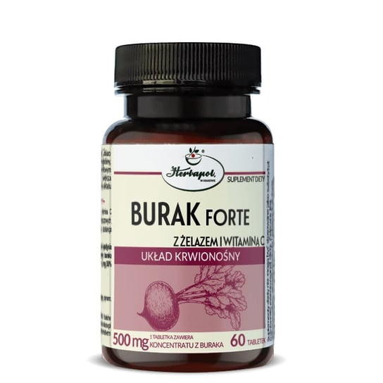 Burak Forte z żelazem i witaminą C, suplement diety, 60 tabletek Herbapol
