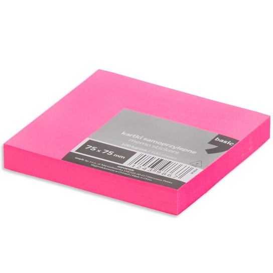 Burocrat, kartki samoprzylepne, 75x75 mm, różowe Burocrat