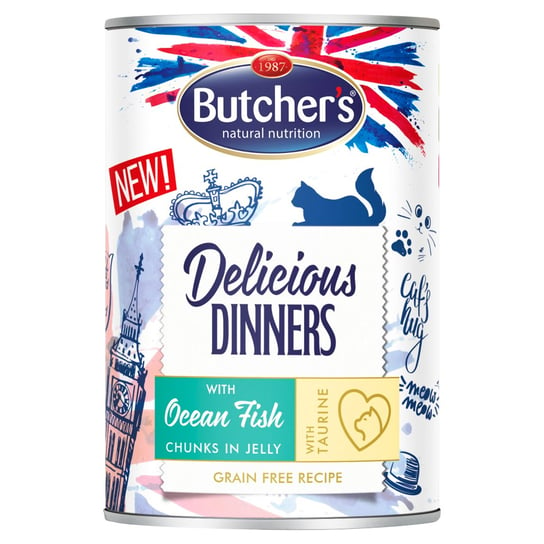 Butcher's Delicious Dinners Karma dla kotów kawałki z rybą oceaniczną w galaretce 400 g Butcher's