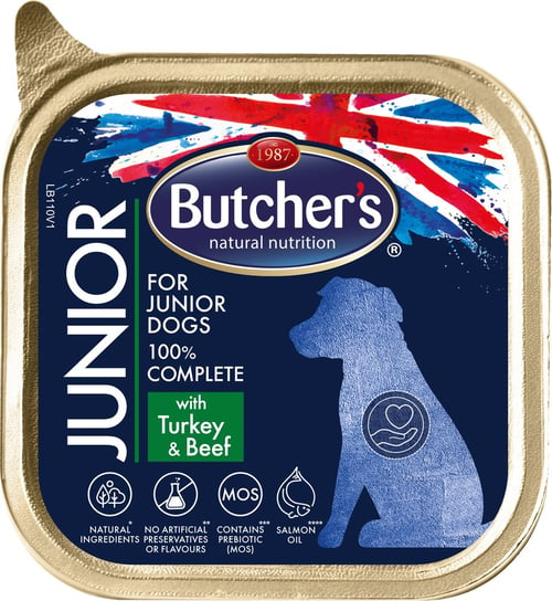 BUTCHER'S Functional Dog Junior z indykiem i wołowiną pasztet 150g Butchers