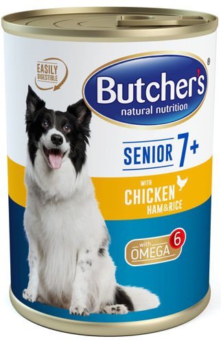 BUTCHER'S Senior 7+ Kurczak i szynka z ryżem 390g puszka Butchers