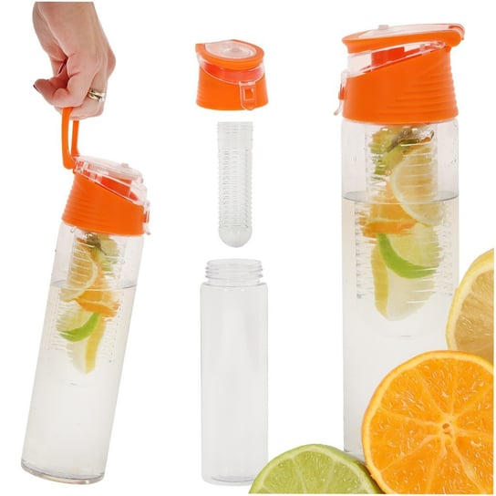 Butelka bidon na wodę z wkładem na owoce 800ml pomarańczowa Inna marka