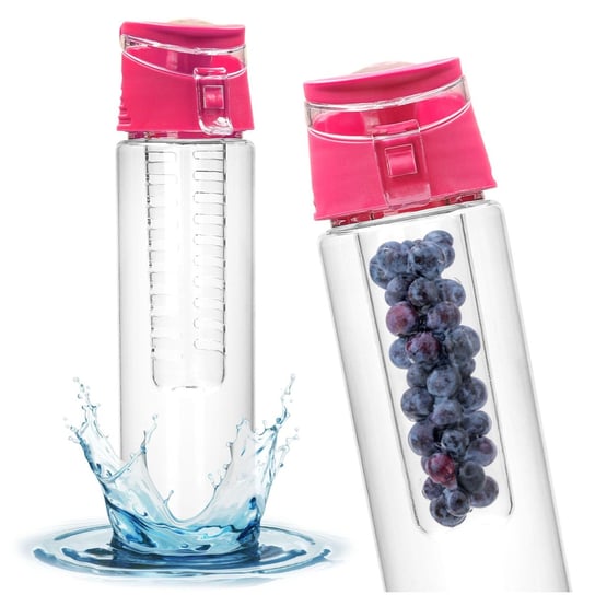 Butelka Bidon sportowy na wodę napoje - infuser na owoce - różowa 650ml EH Excellent Houseware