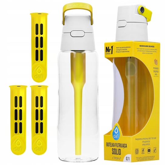 Butelka Dafi Solid 0,7L Cytrynowa Żółta +3 Filtry Dafi