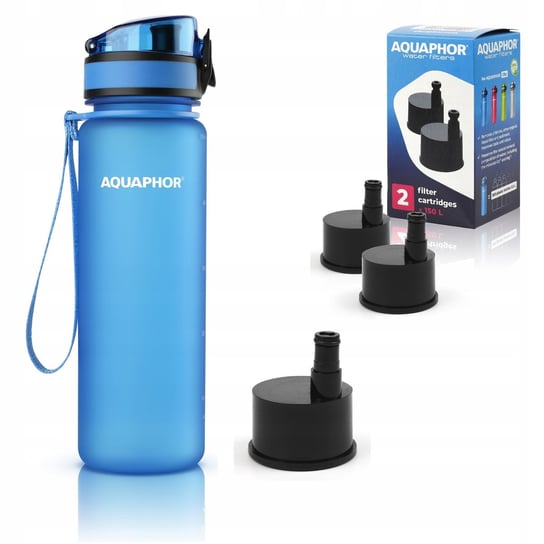 Butelka filtrująca Aquaphor City 500 ml + 3 filtry, niebieska AQUAPHOR