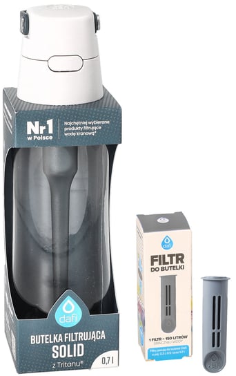 Butelka filtrująca Solid Jeansowa Stalowa 0,7L + 2x filtr wkład węglowy do butelki Dafi